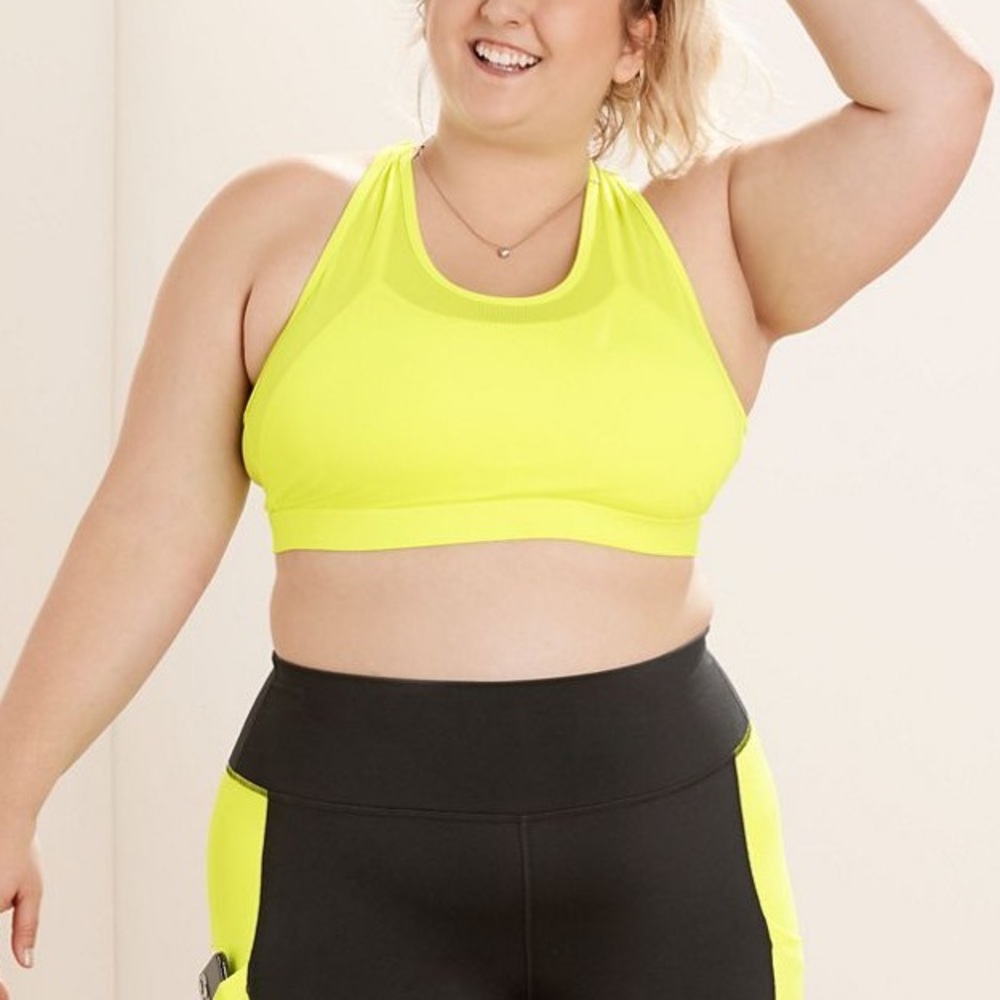 Fabletics High Impact Sports Bra 3X Neon Yellow Plus Size Workout Bra
